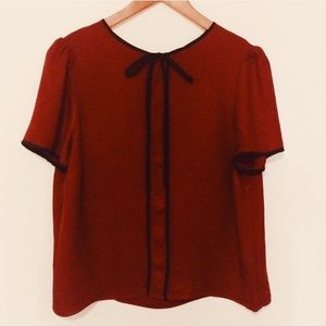 Burgundy Zara Short-Sleeve Blouse